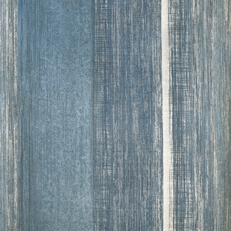 Precious Collection Glitter Chiffon Damask Wallpaper Roll, Navy/Silver