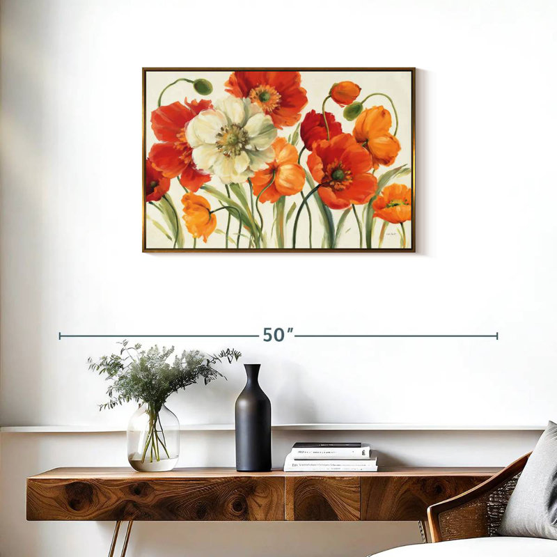 Mélodie des coquelicots, Cadre flottant doré, 31 po x 21 po