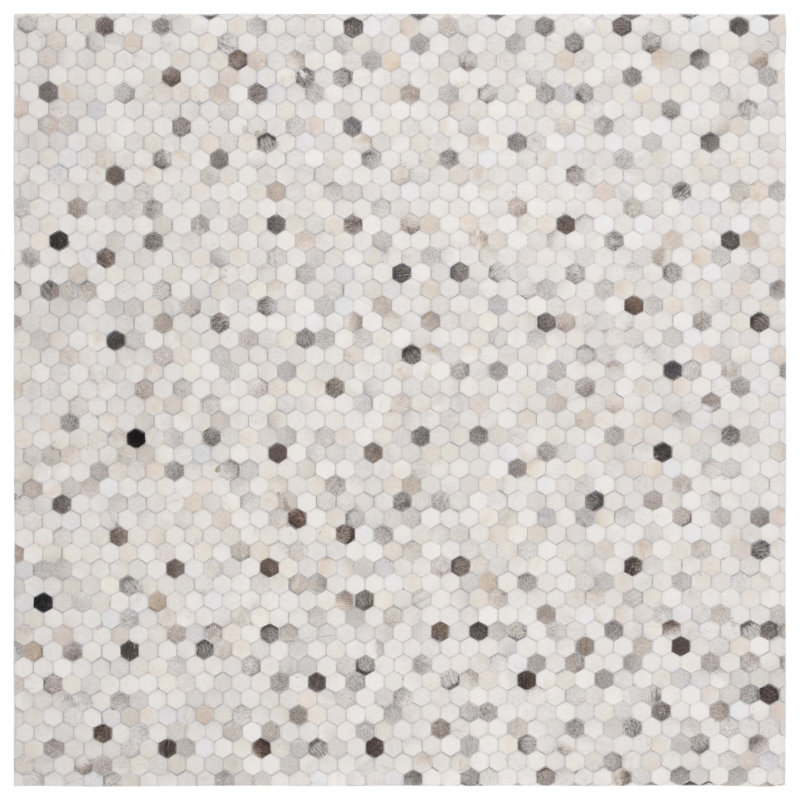 Cartwright Studio Leather Hand Woven Leather Polka Dots Rug, Square 6'