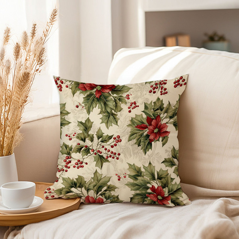 Floral Pillow Cover, 16"H x 16"W