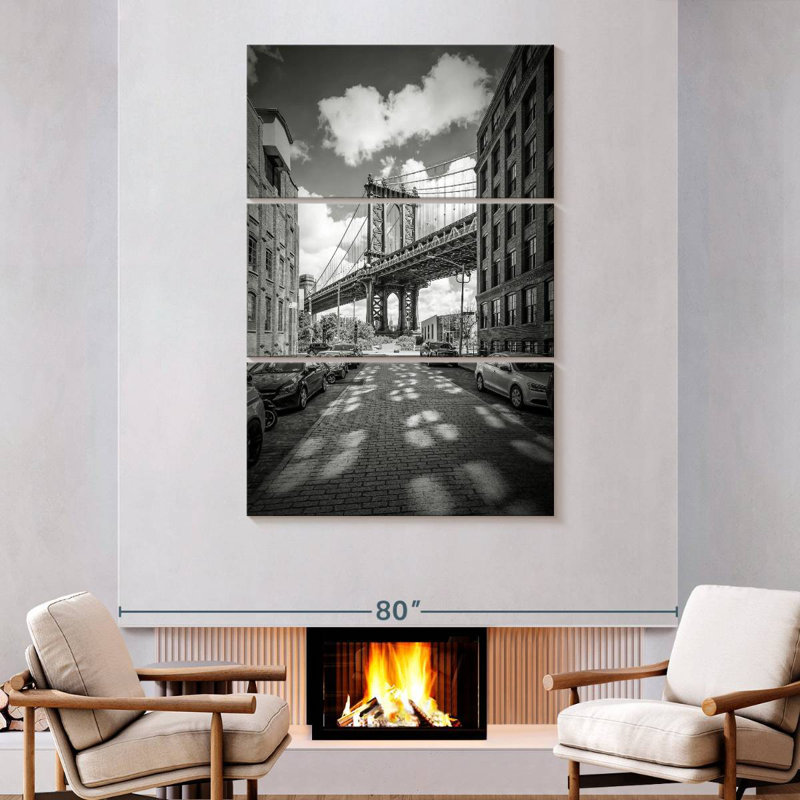 Lilie Manhattan Bridge Monochrome, 74" H x 48" W
