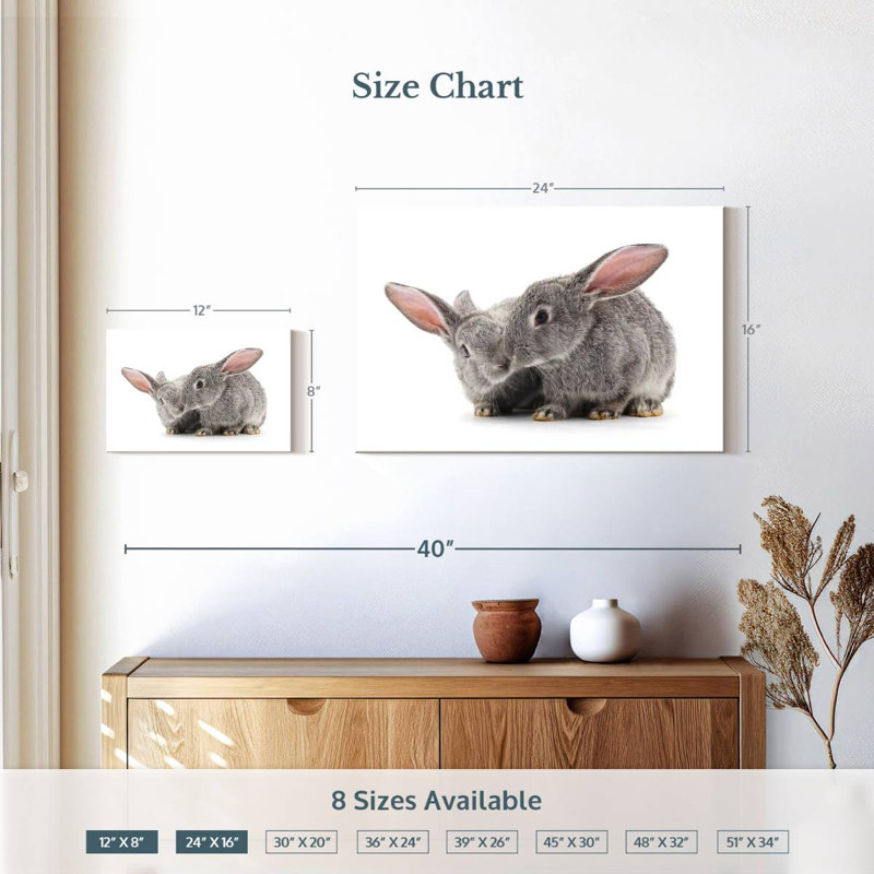 Deux bébés lapins, H 16 po x l 24 po