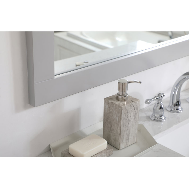 Metcalfe Solid And Engineered Wood Flat Wall Mirror, 36" x 42", Gray