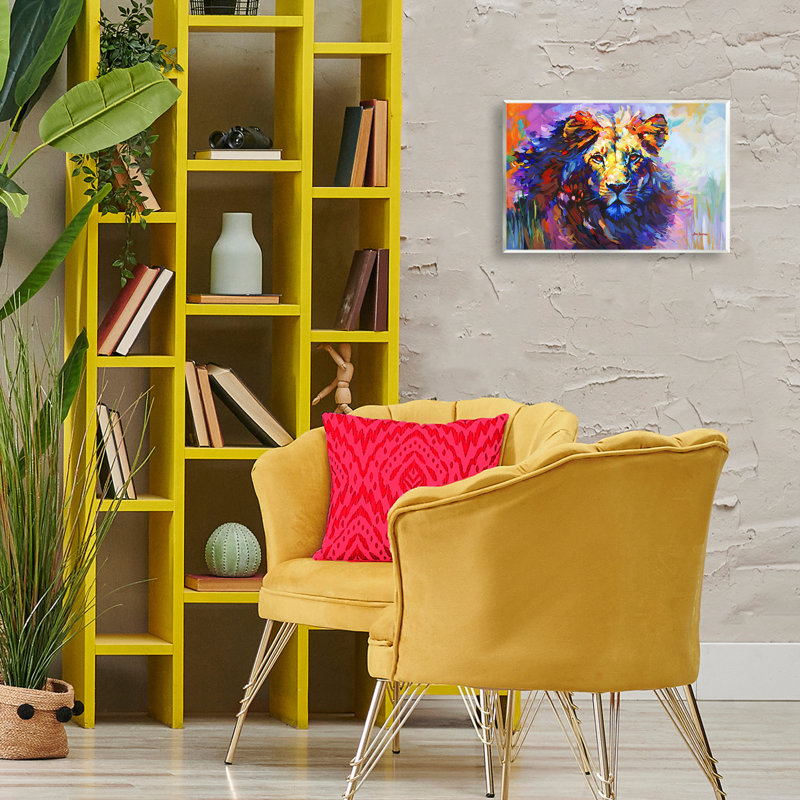 «Paint Strokes Lion» par Leon Devenice, H 10 po x l 15 po