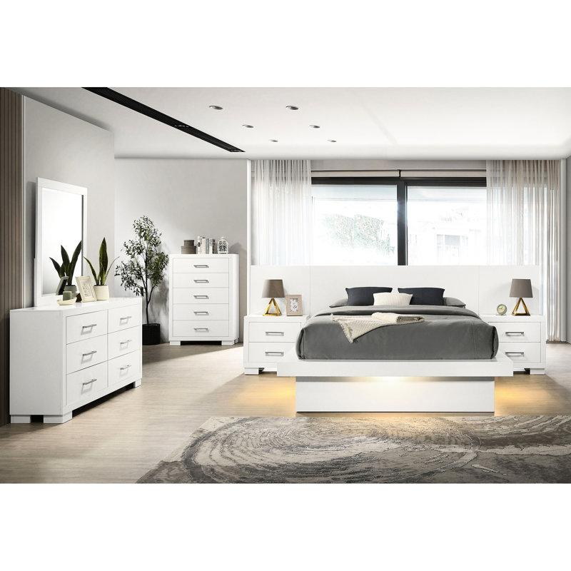 Table de chevet rectangulaire blanche à 2 tiroirs avec poignées en métal, chambre à coucher pour garder les choses soignées, esthétique propre et moderne, poignées de bar de 23 po x 15 po, organisateur, aspect classique, mélange de bois massif, 15 profondeurs