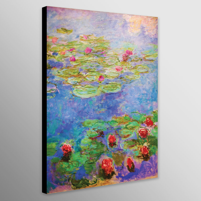 Water Lilies Red by Claude Monet - Wrapped Canvas Print, 31cm H x 21cm W