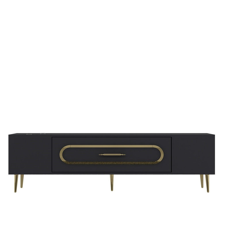 Olivia Unfinished TV Stand, 150cm, Grey/Gold