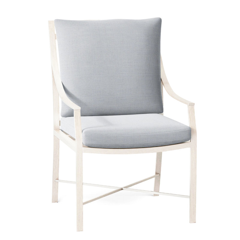 Monaco Patio Dining Armchair with Cushions, Slate Gray, Linen Chambray, No Welt