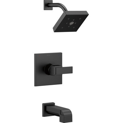 Ensemble de garniture de baignoire et douche à fonction unique Ara 14 Series avec pomme de douche H2Okinetic à jet simple, noir mat (valve non incluse)
