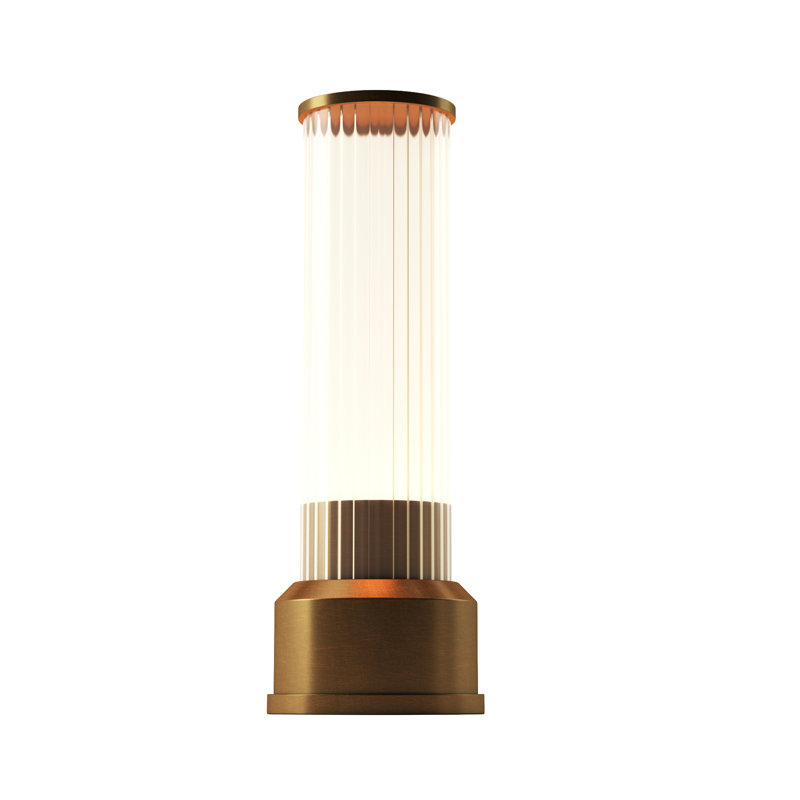 CANDLESTICK Rechargeable Cordless LED Table Lamp, 3-Levels Brightness Touch Sensor Control, Brushed Brass, Brown