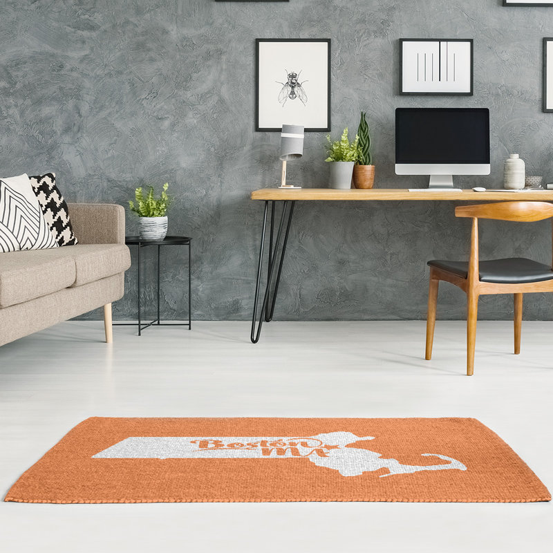 Tapis de l’aire orange boston massachusetts, Rectangle 5 pi x 7 pi, Oui