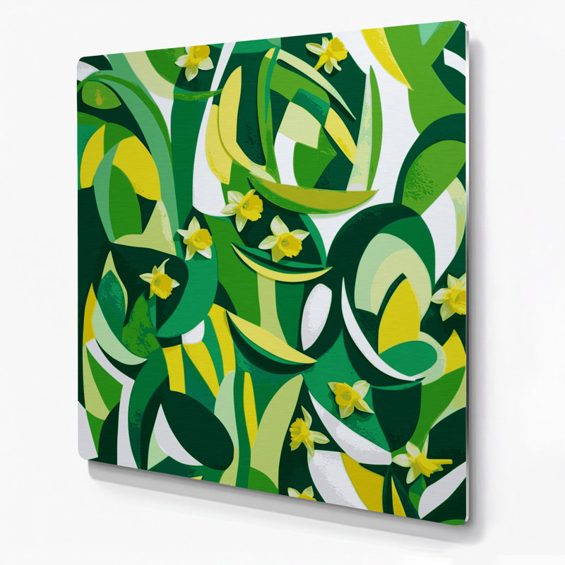 Abstrait formes 56, art mural en métal vert