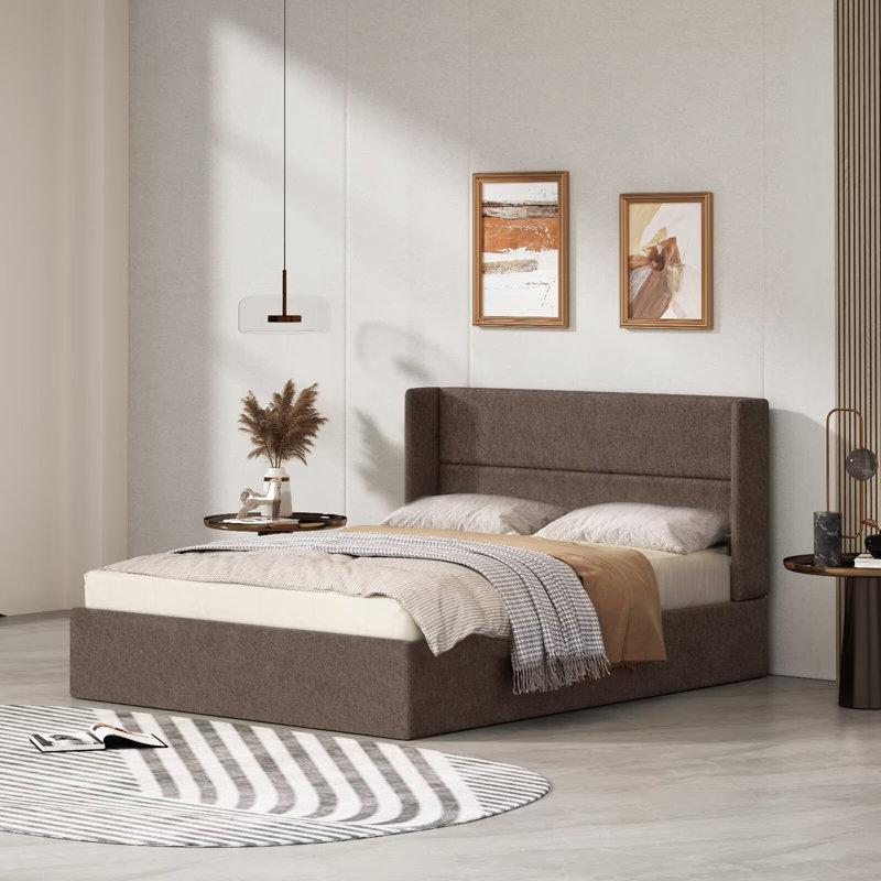 Upholstered Lift Up Storage Bed, Full, Coffee