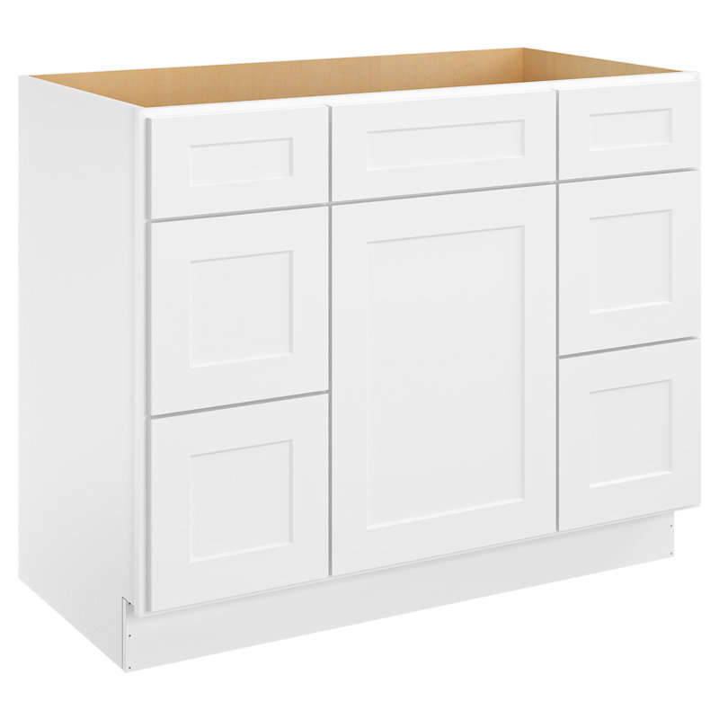 Meuble sous-évier de style Shaker en contreplaqué blanc, prêt à assembler, HOMEIBRO Cozy Design, 42 po L x 21 po P x 34,5 po H