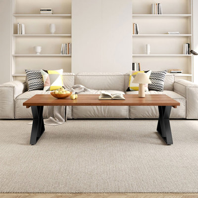 Table basse en cerisier massif et acier