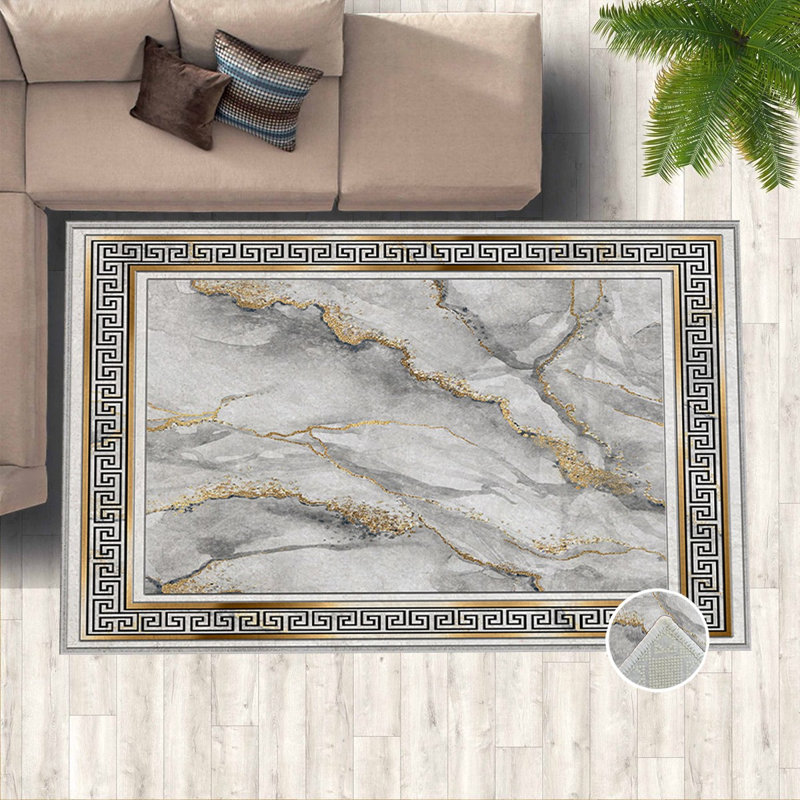 Luxurious Woven Carpet, 100% Polyester, 70.9 x 110.2 Inches | 740 g/m², Non-Slip Felt Dot Underside, 0.2 Inch Pile Height | Machine Washable, Easy Care, Perfect for Living Room & Bedroom Décor