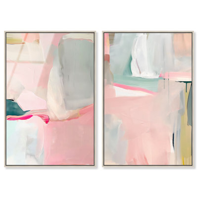«Soft Meadows Duo», ensemble de décorations murales en acrylique encadré par Art Remedy, cadre noir, 10 x 15