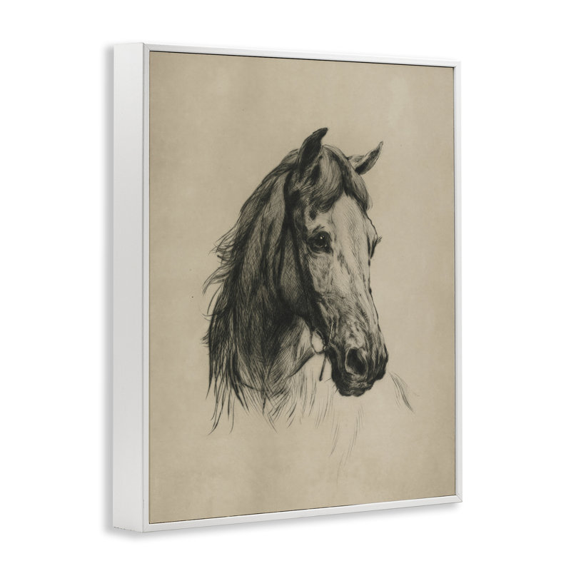 Dessin de cheval gris anthracite, estampe numérique, design par Arlington Prints, H 30 po x l 24 po