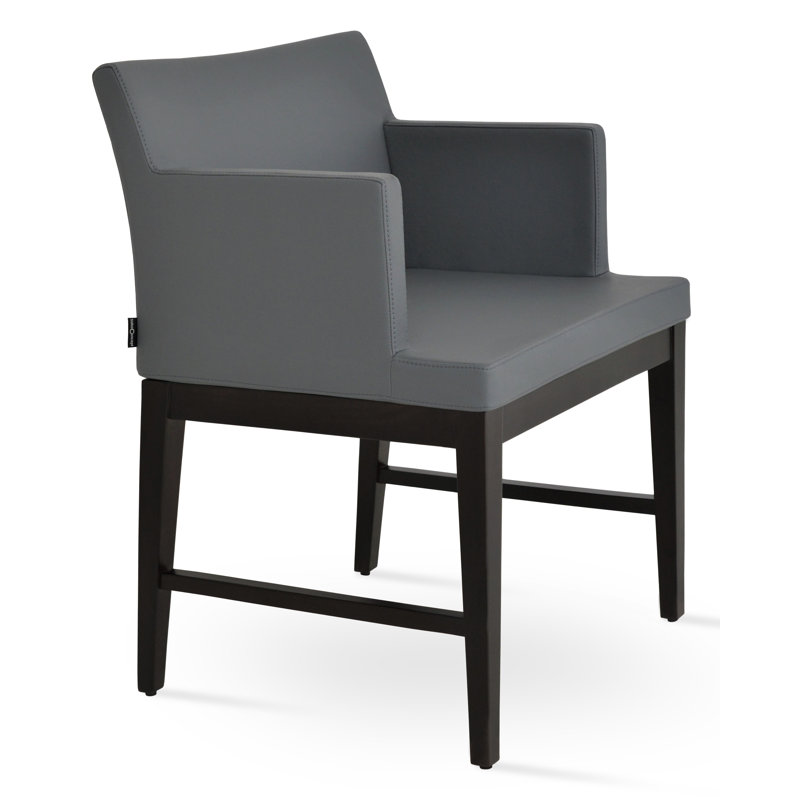 Soho Wood Arm Chair, Wenge, Brown Leatherette-PPM