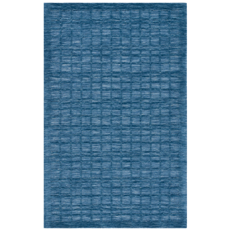 Caris Geometric Hand Loomed Area Rug in Blue, Rectangle 3' x 5'