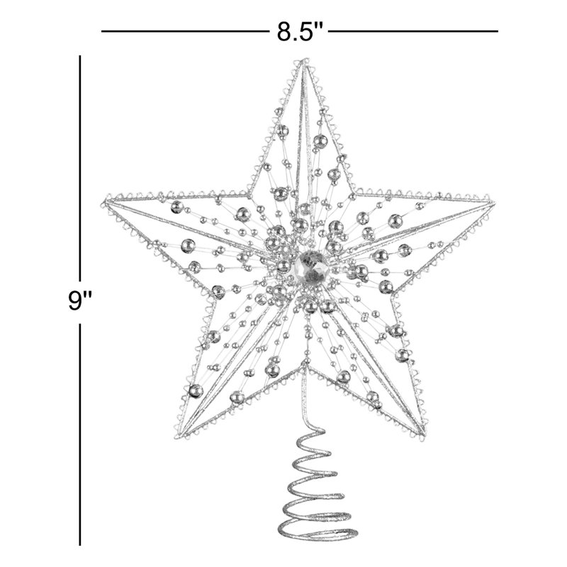 Décoration pour sommet de sapin étoile en métal, Argent