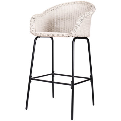 Faux-abri gris de 2 pièces, conception tout-en-un avec composants ergonomiques, tissage de panier tissé, hauteur de siège de 29,50 po pour les barres, structure moderne en fer noir, repose-pieds confortable de 12,50 po