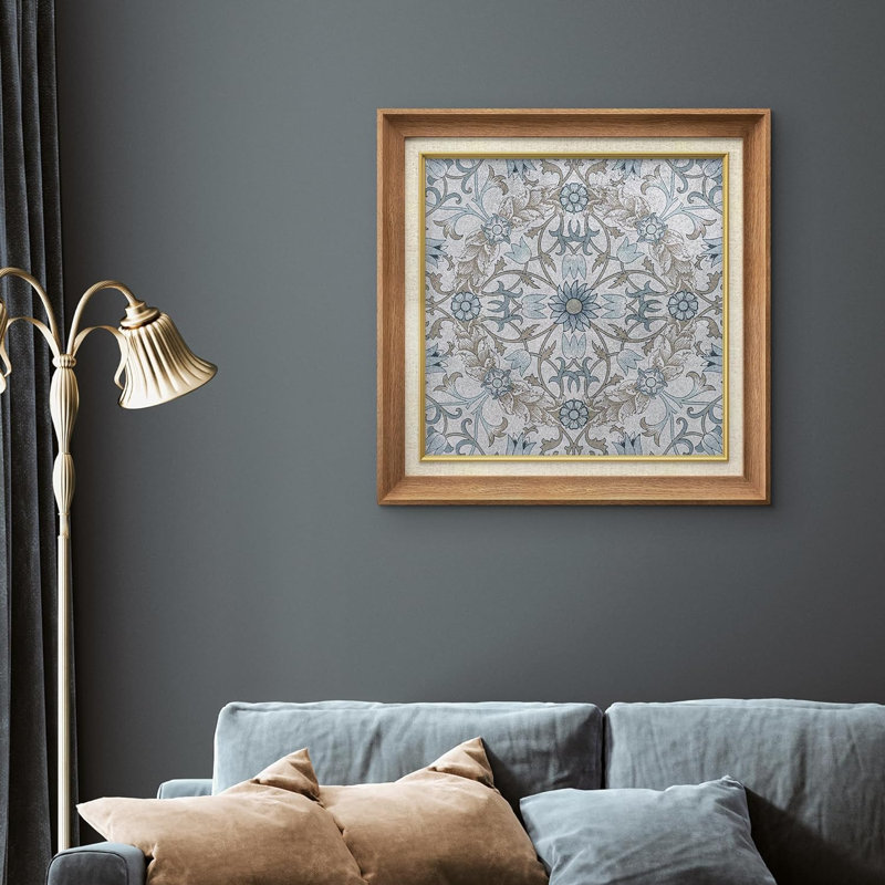 Motif abstrait de style bohème botanique Mid-Century, impression sur papier, Encadré naturel