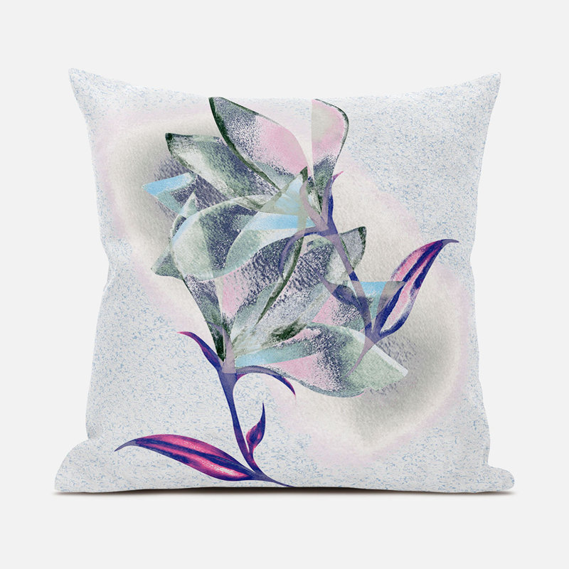 Indoor / Outdoor Square Cushion, 66cm H x 66cm W, White/Purple