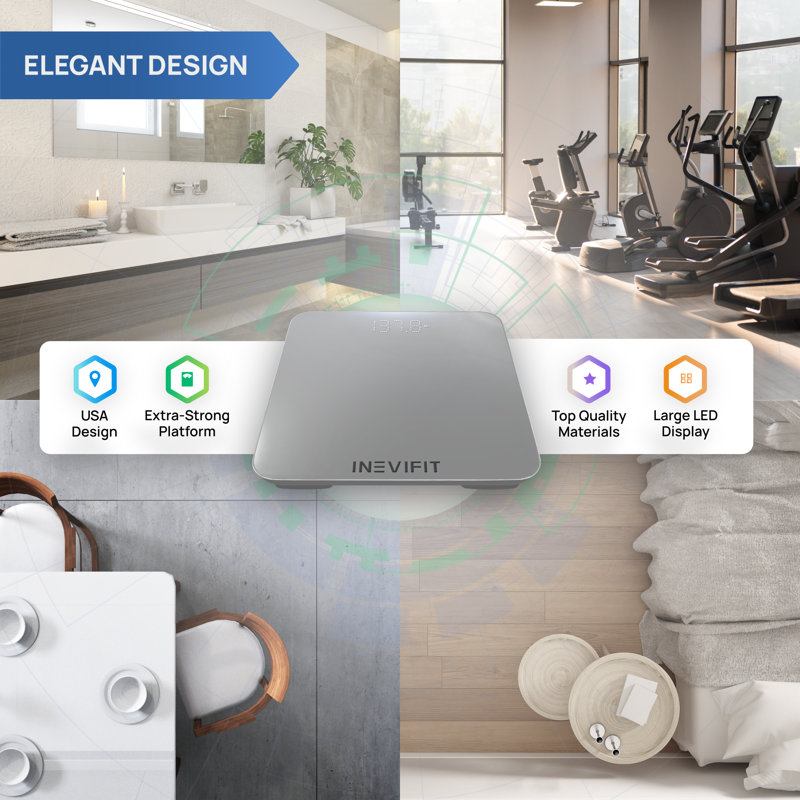 INEVIFIT Smart Digital Bathroom Scale, Silver