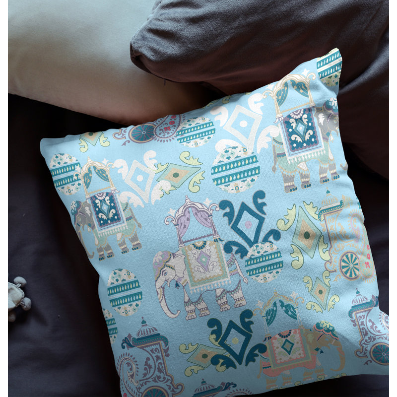  Housse de coussin carré et insert, H 20 po x l 20 po, Fermeture éclair, Bleu ciel / blanc