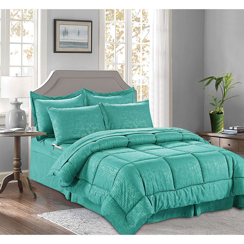 Ensemble d'édredon réversible en microfibre 8 pièces, Édredon très grand, Turquoise