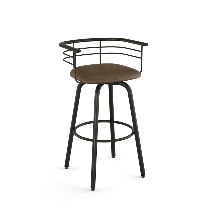 Tabouret de bar et de comptoir pivotant Ulrike, Brun moyen, Finition bronze nickelé
