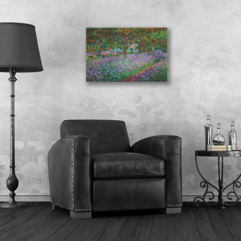 Le jardin de l'artiste à Giverny par Claude Monet - Peinture sans cadre, H 16 po x l 24 po x P 0,2 po