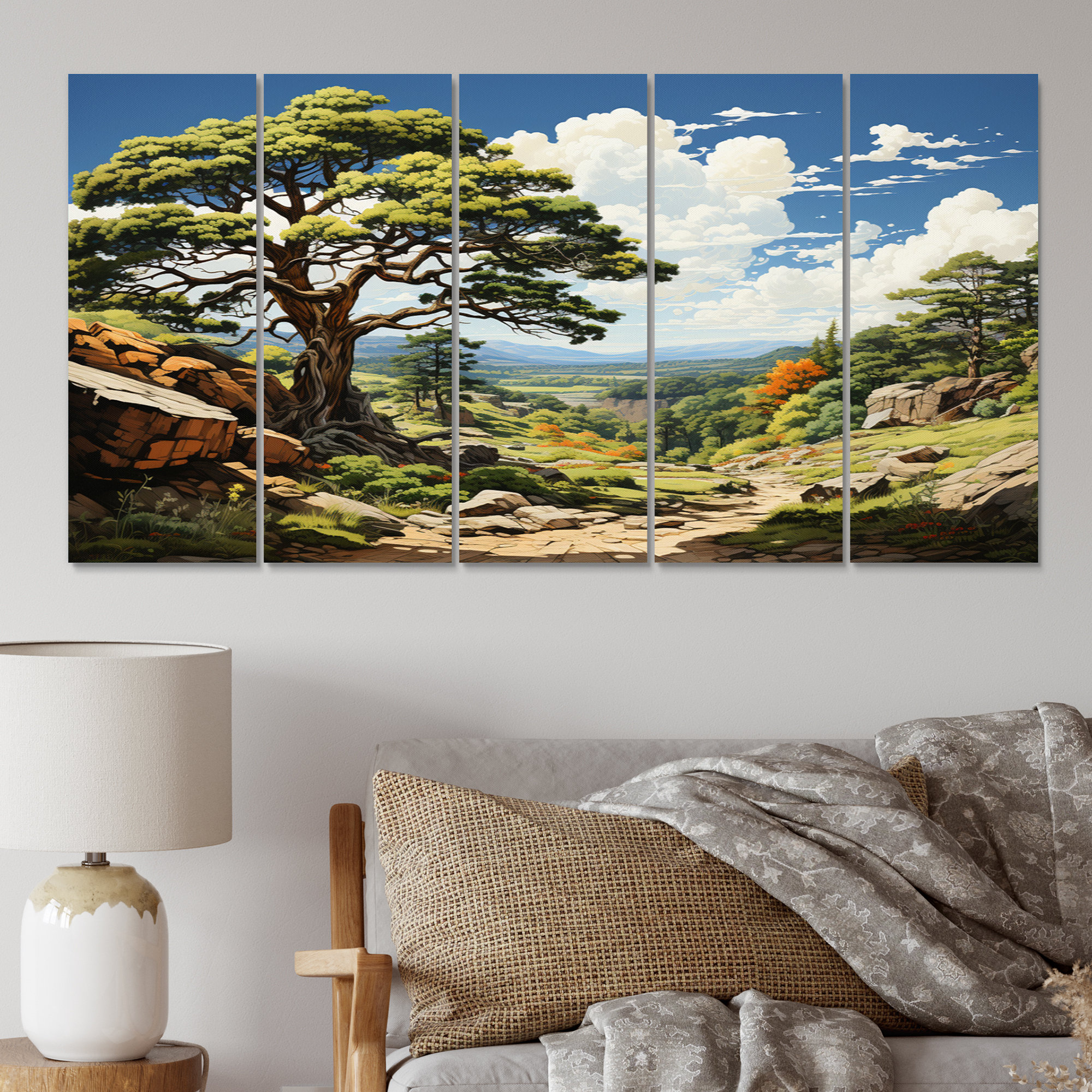 Red Barrel Studio® Proud Pine Tree IV On Canvas 5 Pieces Print | Wayfair