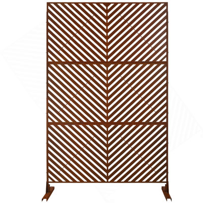 Écran d'intimité extérieur et intérieur en métal H 76 po x l 48 po, écran d'intimité décoratif autoportant pour terrasse de balcon, panneaux de clôture d'intimité pour jardin extérieur PS113 RUSTY