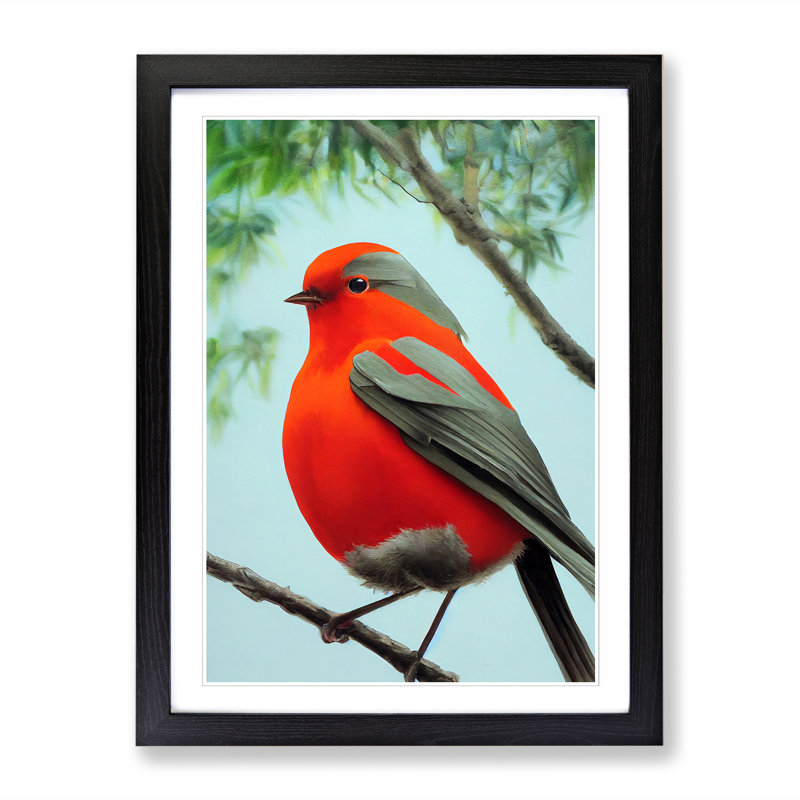 Maastricht Robin Bird Portrait Vol.2 - Single Picture Frame Print, Black, 64cm H x 46cm W x 2cm D