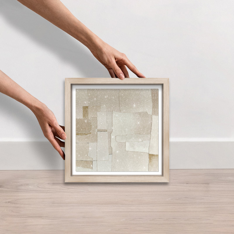 Vanilla Shadowbox Abstract Print by Oliver Gal, Black Frame, 12 x 12, 31.5"H x 31.5"W, Natural Oak Shadowbox