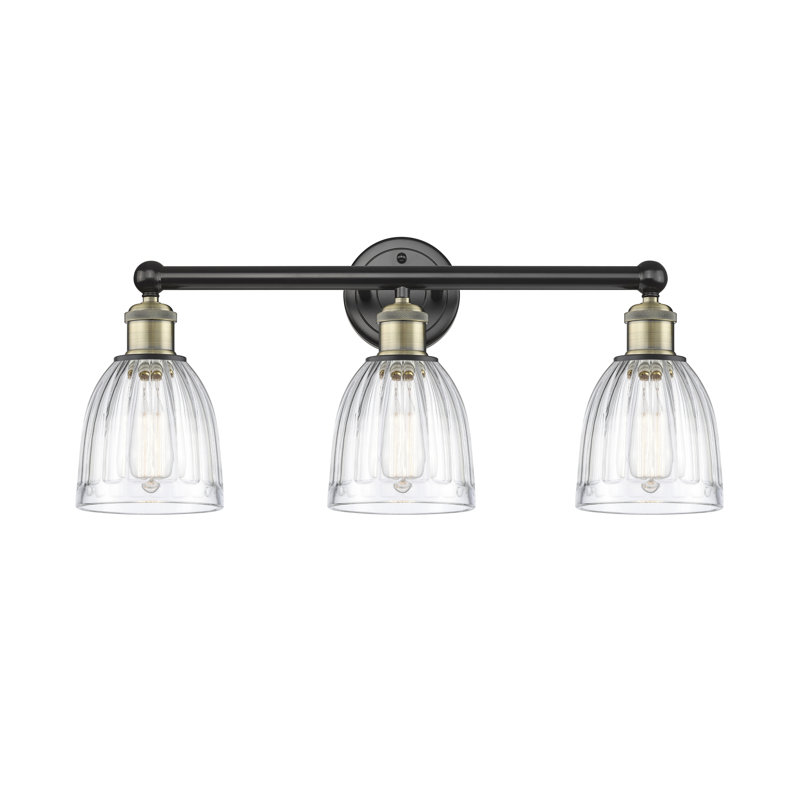 Éclairage pour meuble-lavabo de salle de bain 3 lumières 23,75 pouces Radegonde, Transparent, Laiton antique noir