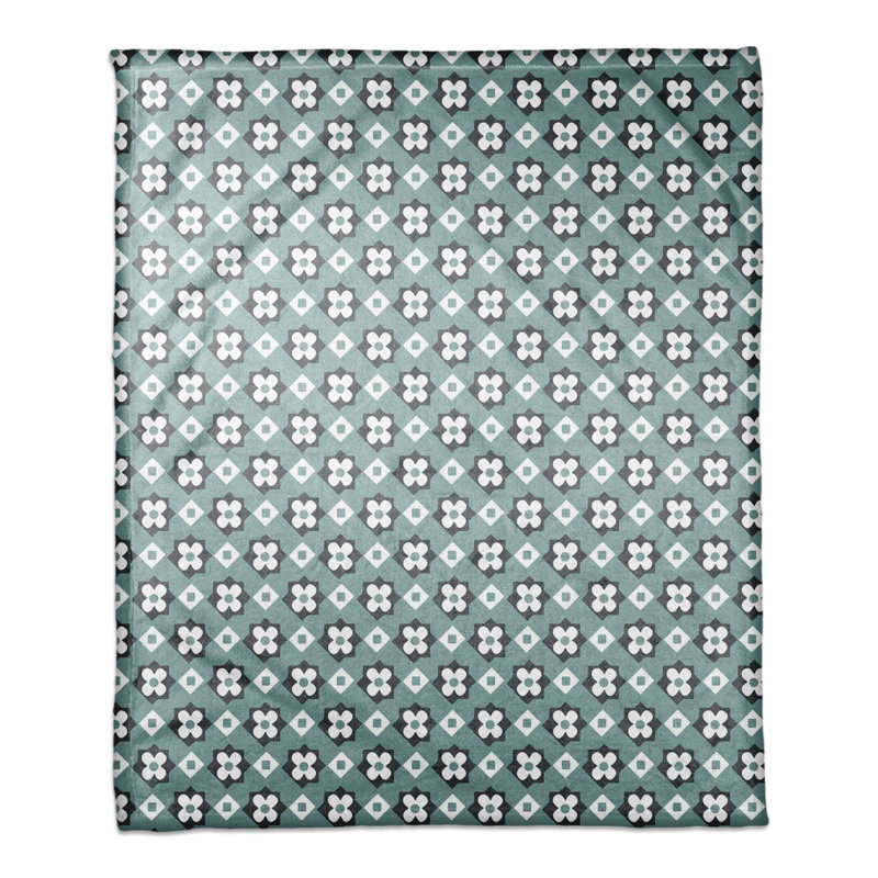  Jeté à motif de fleurs, Bleu