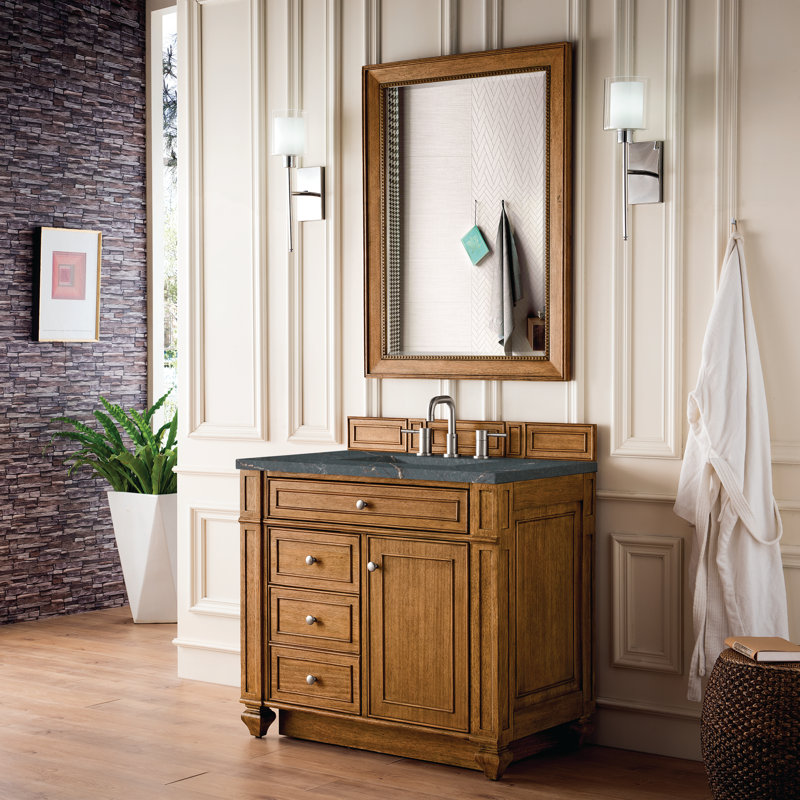 Bristol 36'' W Single Vanity, Saddle Brown, Parisien Bleu Quartz, 8" Widespread