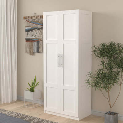 High Durability White Wardrobe With 2 Doors And 3 Partitions, 4 Storage Spaces For Kitchen & Spacious Locations, Crafted Tough Materials, Easy To Clean Swiftly Effectively