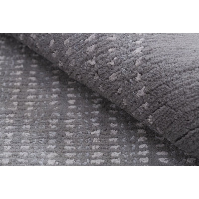 Handmade Linen and Silk Striped Area Rug, Rectangle 10' x 14'