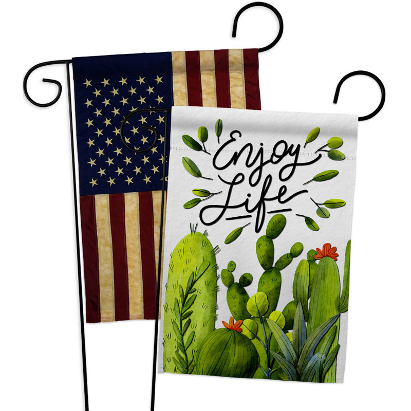 Drapeau de jardin en polyester à 2 côtés Cactus Life 1 pi 5 po x 1 pi