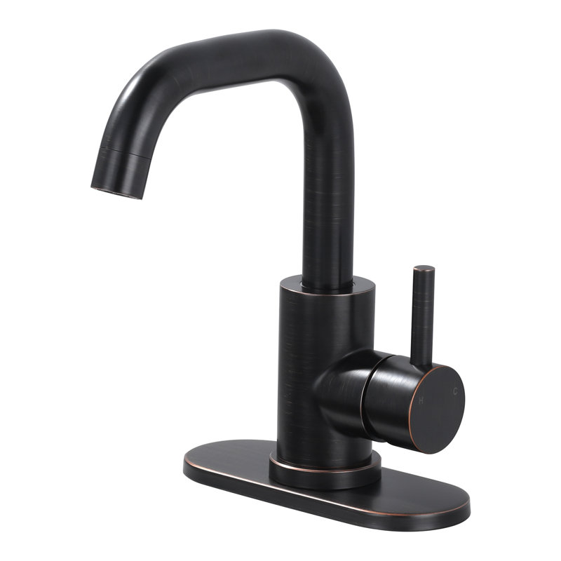 Single Handle Stainless Steel Bar Faucet With Supply Lines And Deckplate, Oil Rubbed Bronze