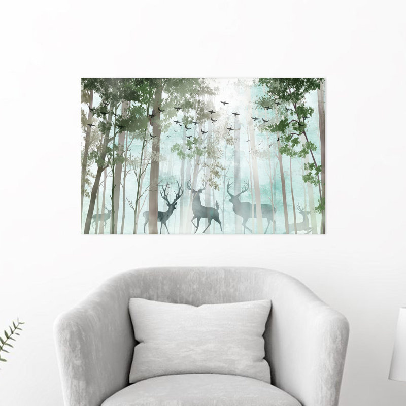 Large Modern Canvas Print Featuring a Deer in the Forest Landscape Artwork Perfect as a Gift, 70 cm H x 100 cm W