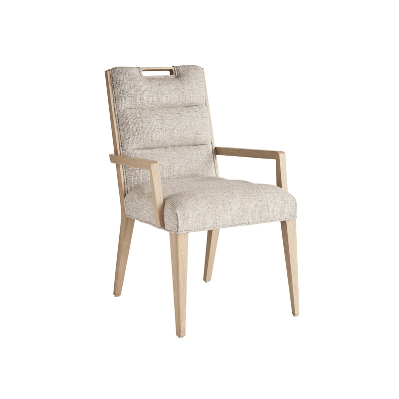 Chaise avec accoudoirs rembourrée Sunset Key Aiden, Polyester ivoire / gris