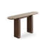 Console ovale en pierre blanche avec bois massif-1133398817