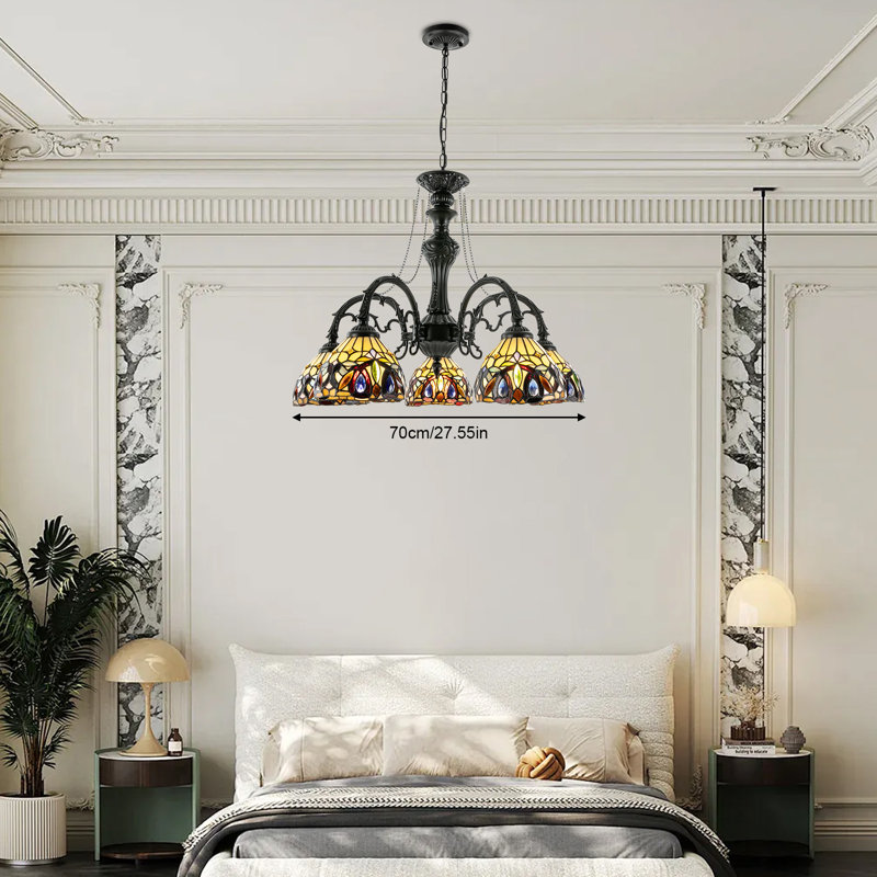 5 Lights Antique Pendant Lamp Adjustable Height