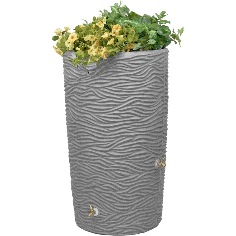 Good Ideas Impressions 65 Gallon Palm Trunk Rain Saver, 2 Spigots, Dark Granite, Dark Granite