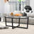 Glass Coffee Table Oval Living Room Table with Cross Base and Acacia Wood Legs